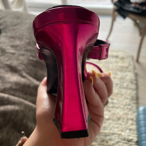 Nine West Darlb 3 Pink Metallic Heels - Picture 4 of 5